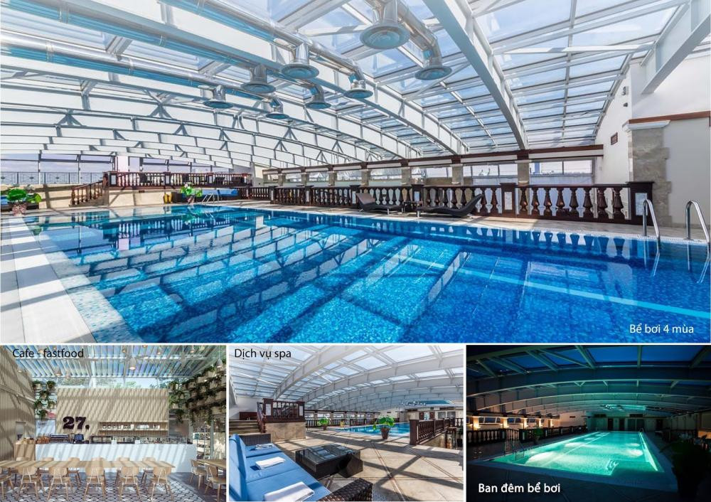 Bể bơi bốn mùa hiện đại trong nhà tại chung cư Sky Central