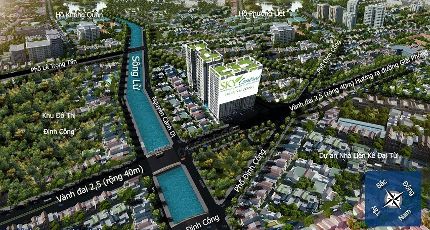 Phối cảnh tổng thể dự án chung cư Sky Central 176 Định Công