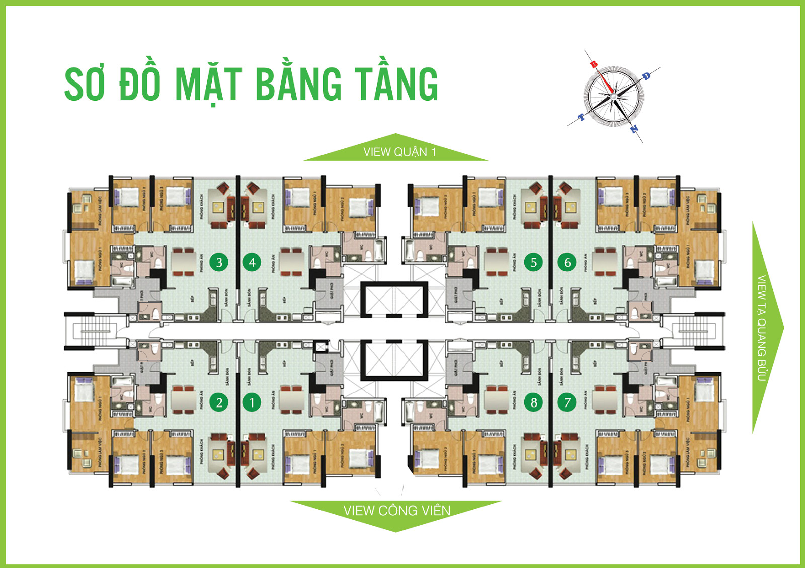 Sơ đồ mặt bằng Block B2 thuộc chung cư Giai Việt Quận 8