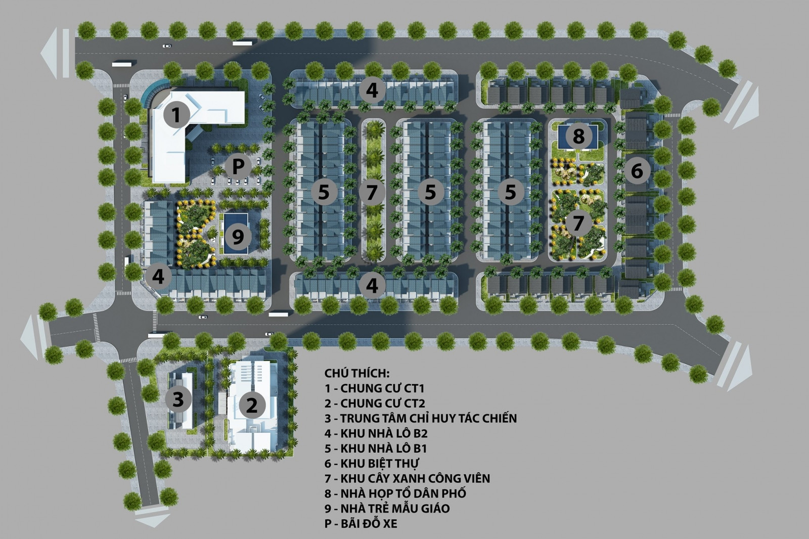 Sơ đồ mặt bằng tổng thể các khu chức năng dự án B32 Đại Mỗ