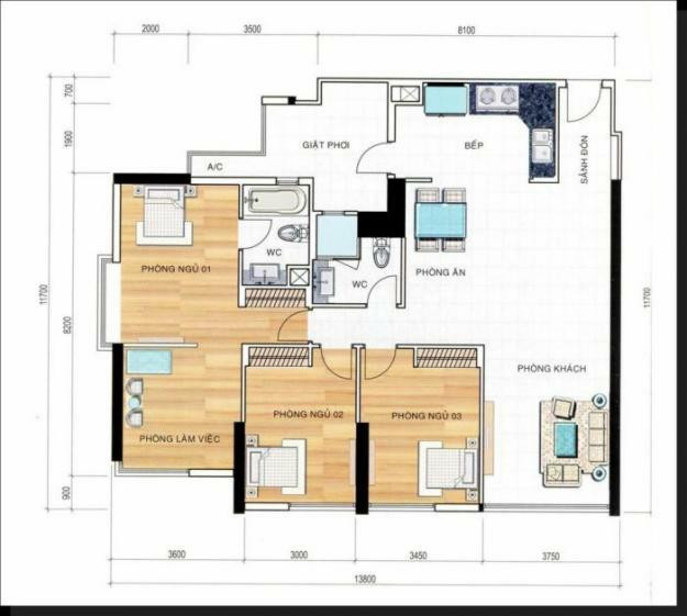 Thiết kế nội thất căn hộ 3 phòng ngủ diện tích 150m2 tại chung cư Giai Việt