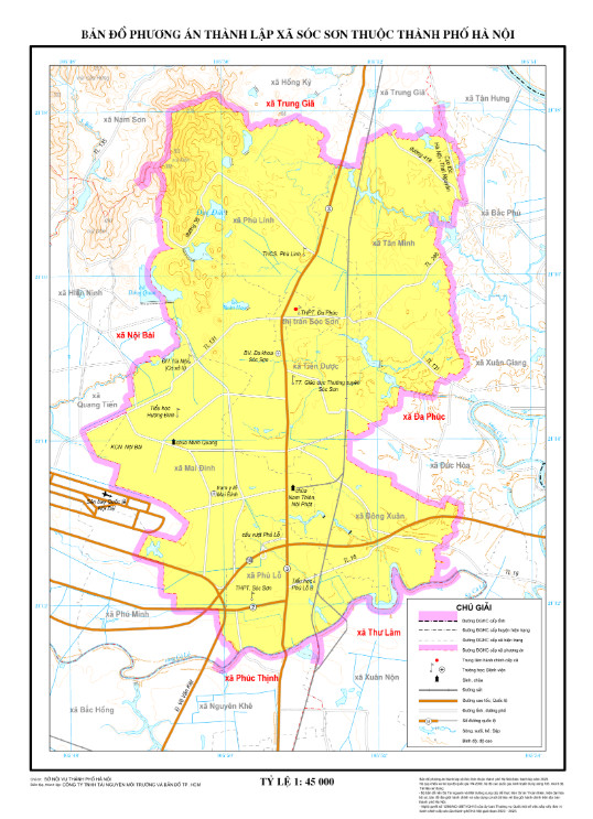 Bản đồ hành chính chi tiết thể hiện vị trí xã Sóc Sơn mới được sáp nhập tại thành phố Hà Nội, làm rõ ranh giới các đơn vị cũ.