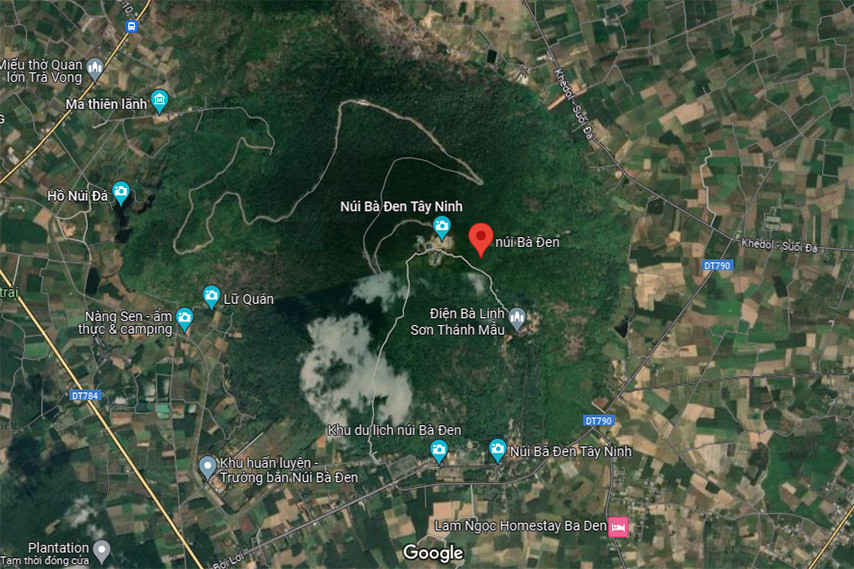 Định vị núi Bà Đen trên bản đồ vệ tinh