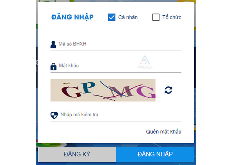 Hình ảnh minh họa giao diện đăng nhập Cổng Dịch vụ công BHXH Việt Nam để thực hiện thủ tục trực tuyến