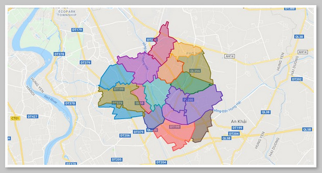 Bản đồ hành chính huyện Yên Mỹ, Hưng Yên chi tiết