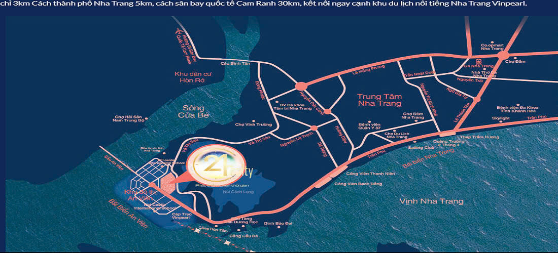 Bản đồ kết nối giao thông đến dự án Vinpearl Phú Quý Nha Trang
