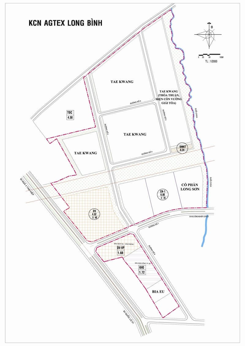 Bản đồ quy hoạch khu công nghiệp AGTEX Long Bình