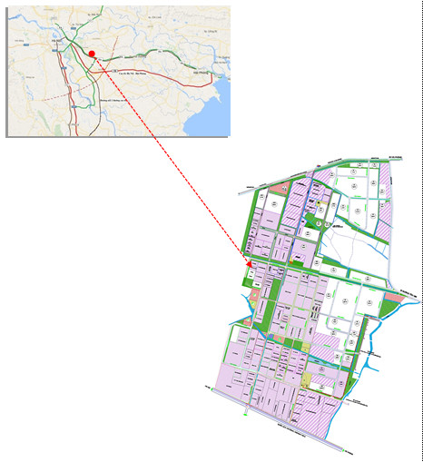 Bản đồ quy hoạch khu công nghiệp Phố Nối A tại Hưng Yên, thể hiện vị trí mở rộng thuộc các xã Lạc Hồng, Minh Hải và phường Bần Yên Nhân.