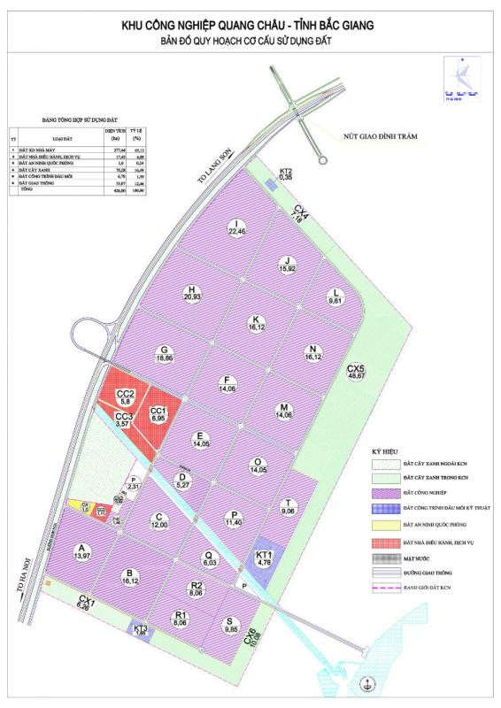 Bản đồ quy hoạch tổng thể khu công nghiệp Quang Châu