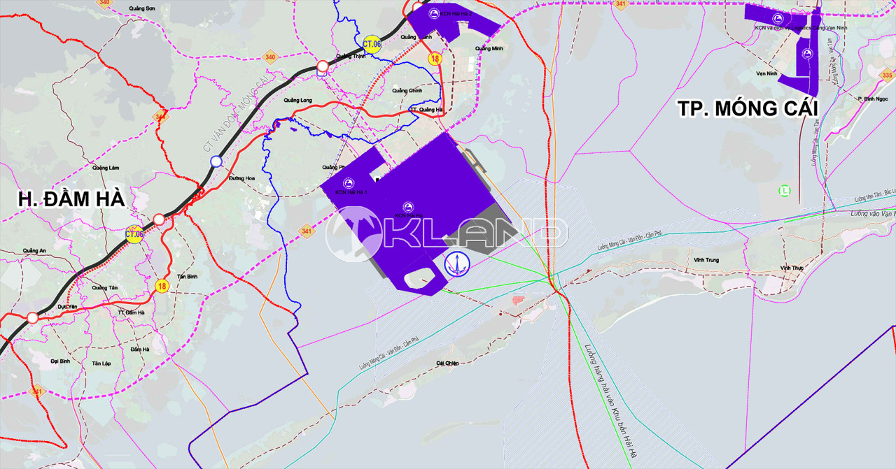 Bản đồ quy hoạch tổng thể khu công nghiệp Texhong Hải Hà trong Khu kinh tế cửa khẩu Móng Cái