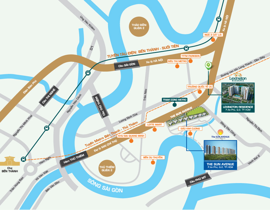 Bản đồ vị trí chiến lược của căn hộ Lexington Residence Quận 2