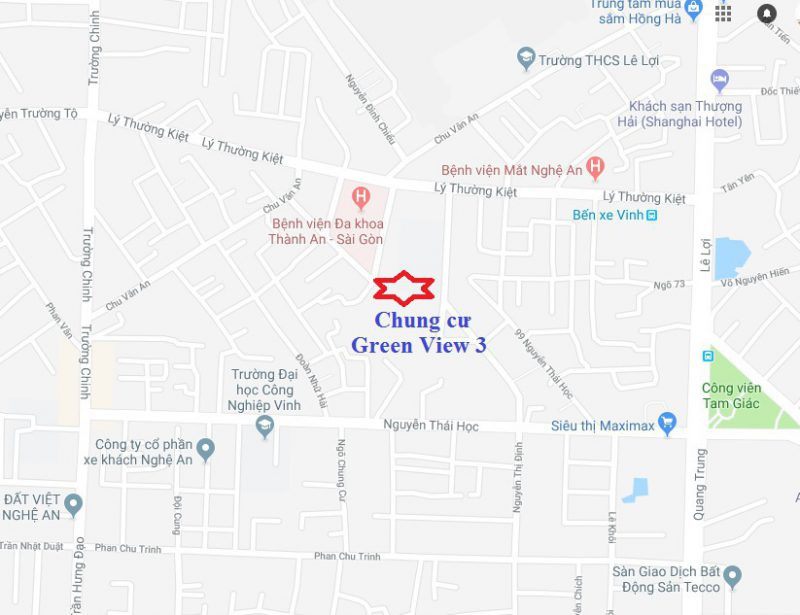 Bản đồ vị trí chiến lược của chung cư Green View 3 Vinh