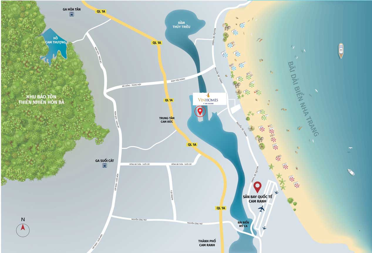 Bản đồ vị trí chiến lược của dự án Vinhomes Cam Ranh tại Khánh Hòa
