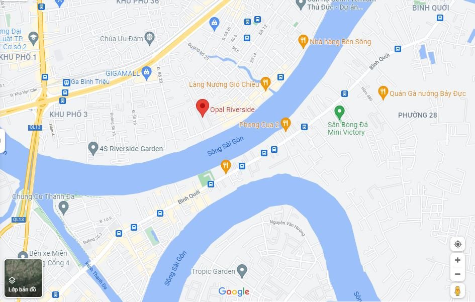 Bản đồ vị trí chung cư Opal Riverside tại Thủ Đức, thuận tiện mua bán căn hộ