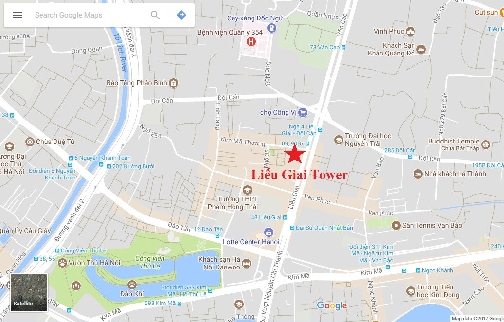 Bản đồ vị trí đắc địa của chung cư 26 Liễu Giai tại trung tâm quận Ba Đình