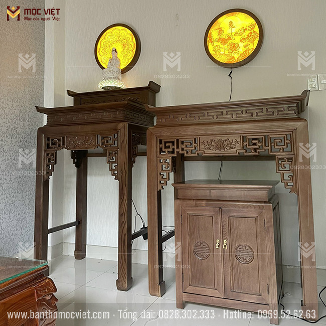 Bàn thờ đứng cho căn hộ chung cư hiện đại và tối giản