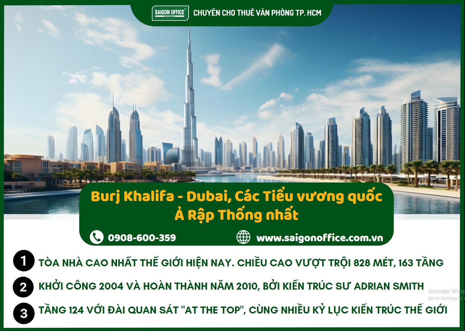 Burj Khalifa, tòa nhà cao nhất thế giới ở đâu, nổi bật giữa bầu trời Dubai