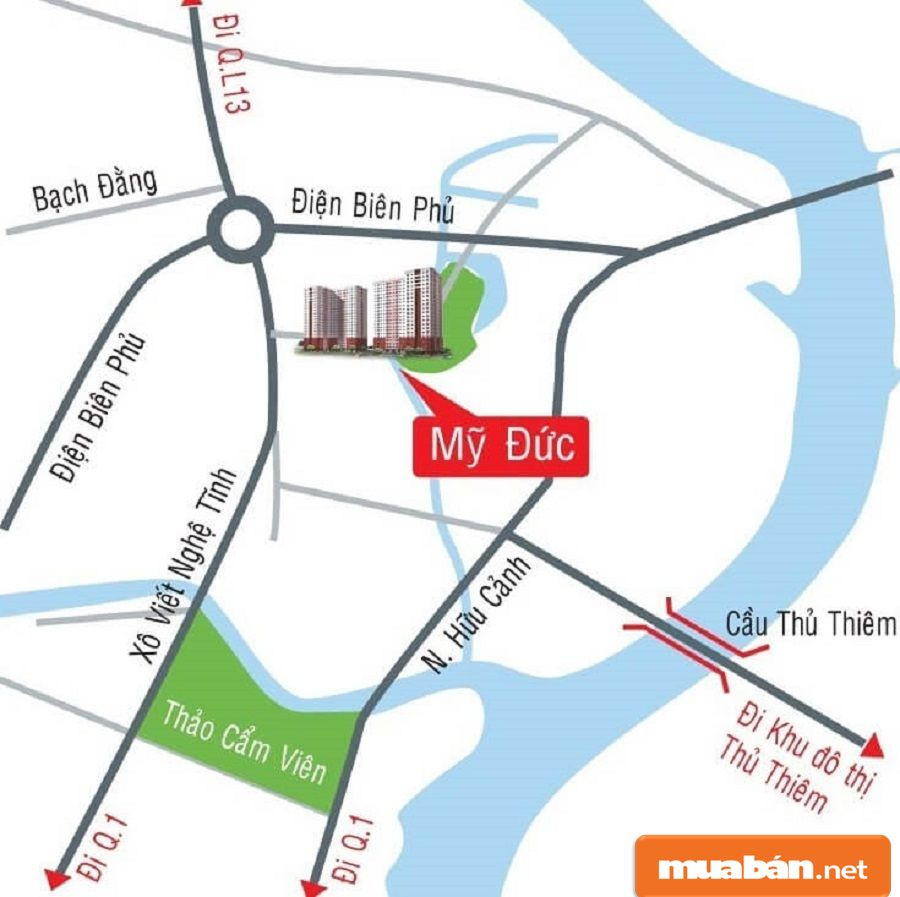 Địa chỉ Chung cư Mỹ Đức trên bản đồ quận Bình Thạnh