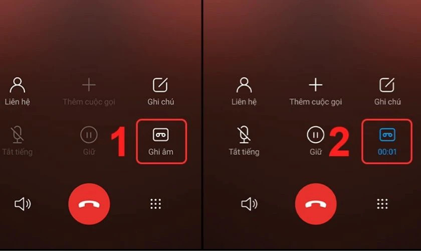 Giao diện cuộc gọi trên điện thoại Xiaomi hiển thị nút ghi âm để bắt đầu lưu trữ cuộc trò chuyện.