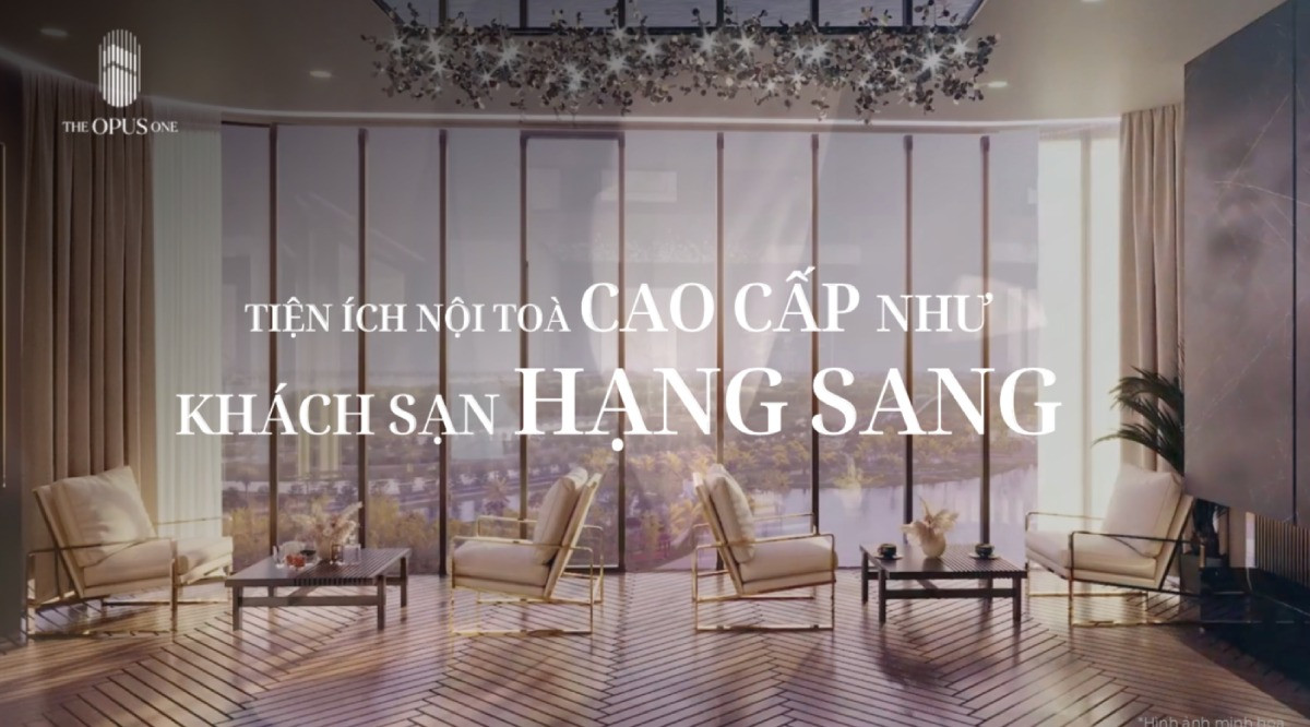 Hồ bơi vô cực sang trọng tại dự án The Opus One, thể hiện tiện ích nội khu đẳng cấp