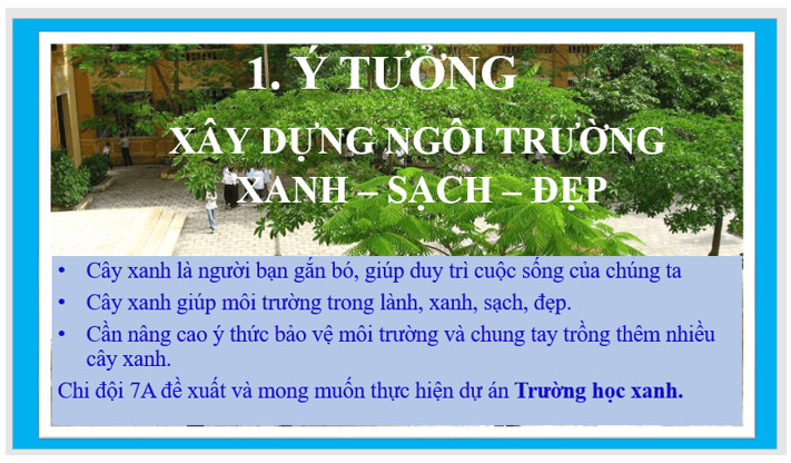 Hướng dẫn chèn và định dạng ảnh trong trang trình bày dự án trường học xanh