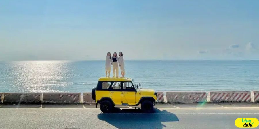 Khung cảnh biển Phan Thiết với cát trắng và hàng dừa