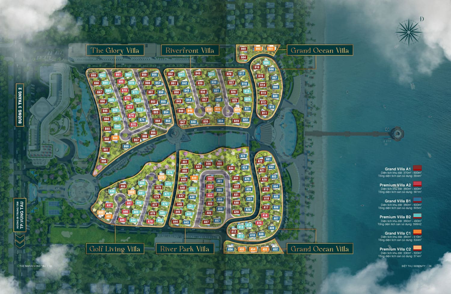 Mặt bằng quy hoạch phân khu biệt thự đơn lập dự án The Maris Vũng Tàu, vị trí biển Chí Linh