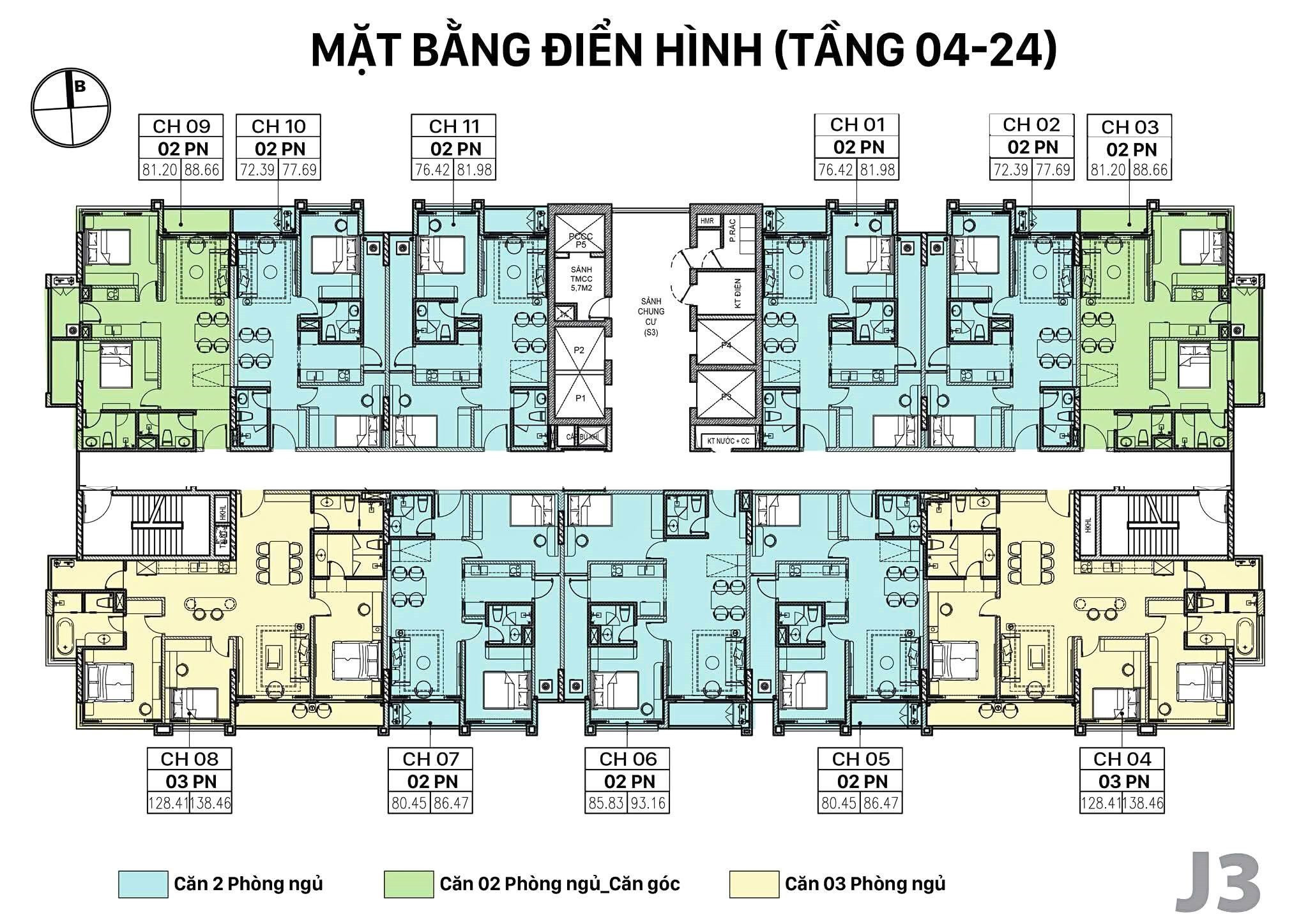 Mặt bằng tầng điển hình của một dự án chung cư, tối ưu hóa không gian sống
