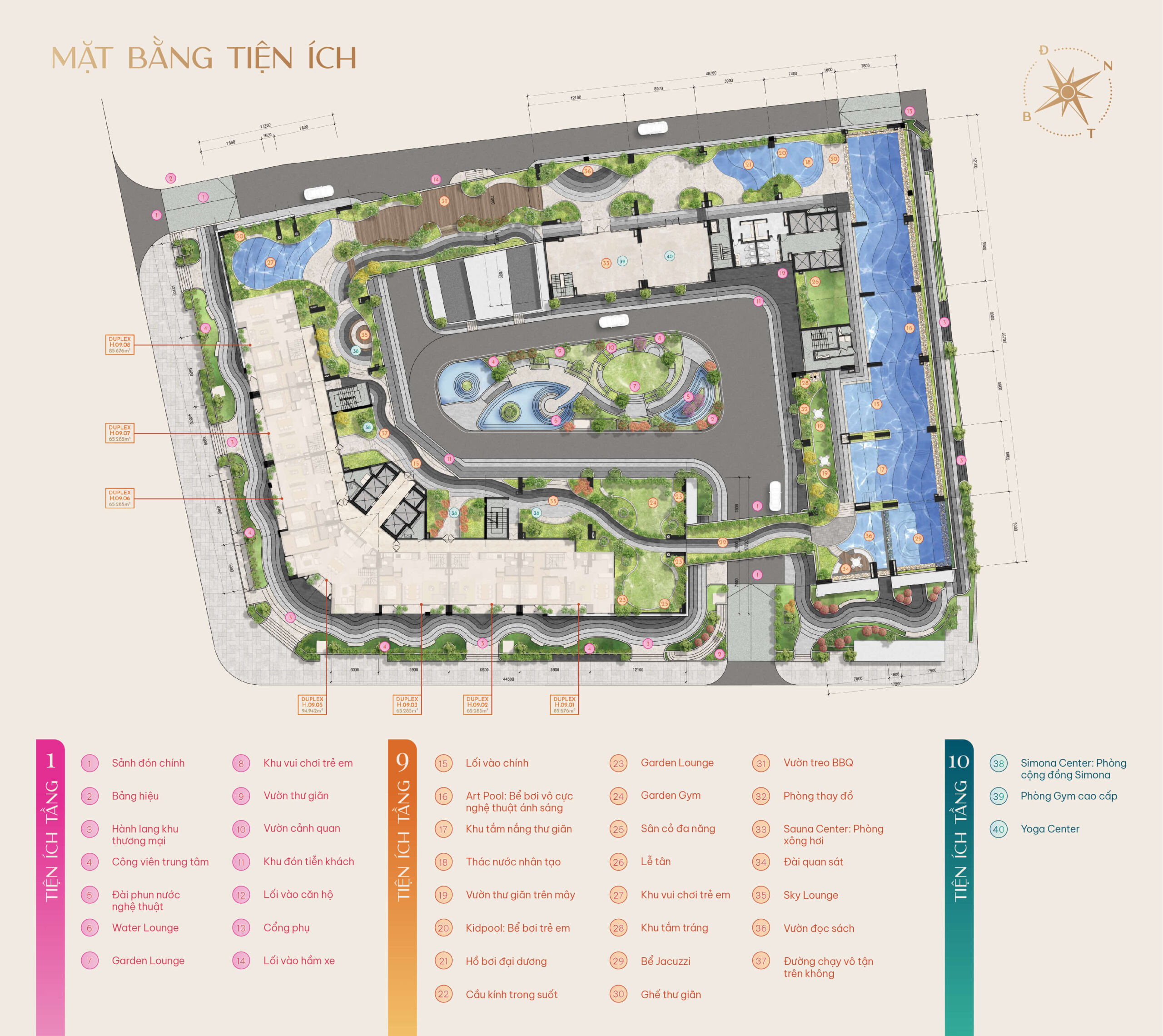Mặt bằng tiện ích tổng thể chung cư Simona Quy Nhơn