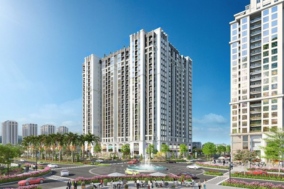 Phối cảnh tổng thể chung cư Moonlight An Lạc trong khu đô thị xanh