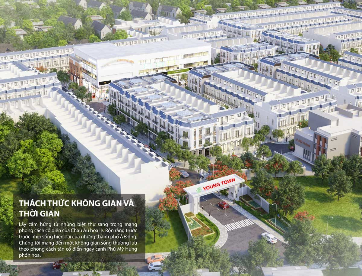 Phối cảnh tổng thể dự án Young Town Tây Bắc Sài Gòn với không gian xanh hiện đại