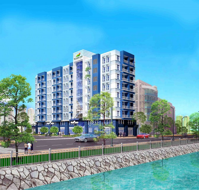 Phối cảnh tổng thể hiện đại của chung cư Bình Đông Xanh The Green View tại Quận 8