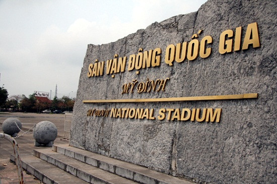 Sân vận động Mỹ Đình nhìn từ bên ngoài với kiến trúc hiện đại, tọa lạc tại Mỹ Đình, Hà Nội