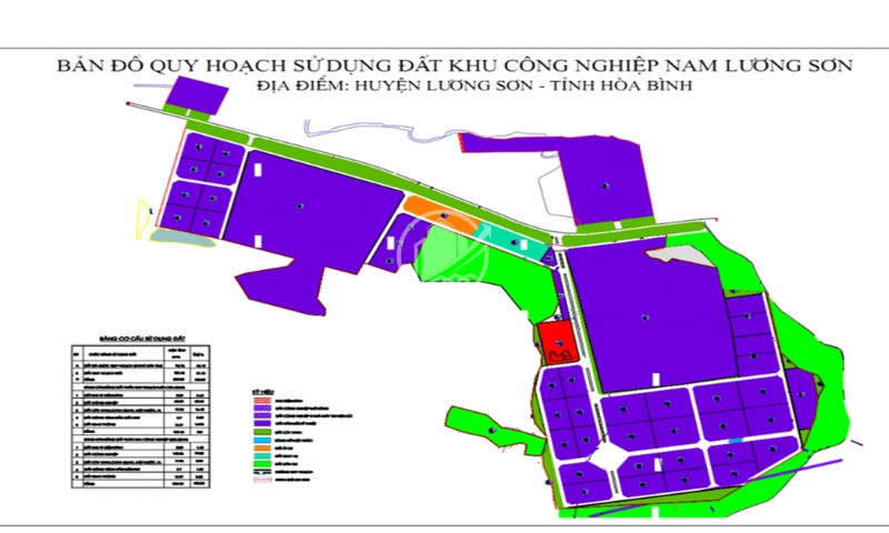 Sơ đồ quy hoạch tổng thể mặt bằng Khu Công Nghiệp Lương Sơn Hòa Bình và các phân khu chức năng