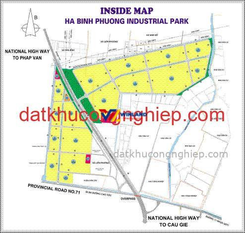 Sơ đồ tổng quan mặt bằng Cụm công nghiệp Hà Bình Phương tại Thường Tín, thể hiện quy hoạch chi tiết
