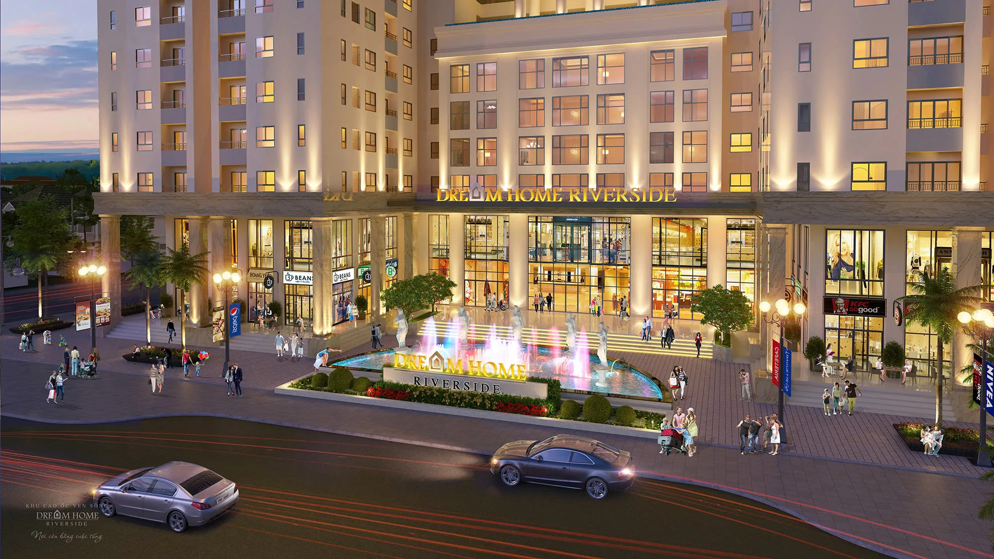 Tiến độ xây dựng thực tế của dự án Dream Home Riverside, thể hiện sự hoàn thiện của các tòa tháp.