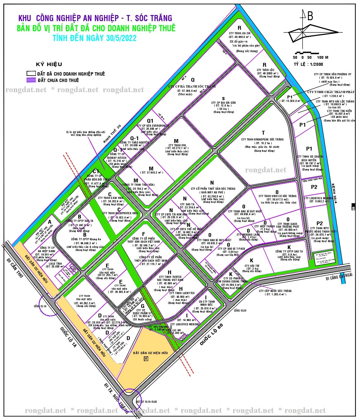 Toàn cảnh Khu Công Nghiệp An Nghiệp Sóc Trăng nhìn từ trên cao, thể hiện quy hoạch tổng thể và các nhà xưởng