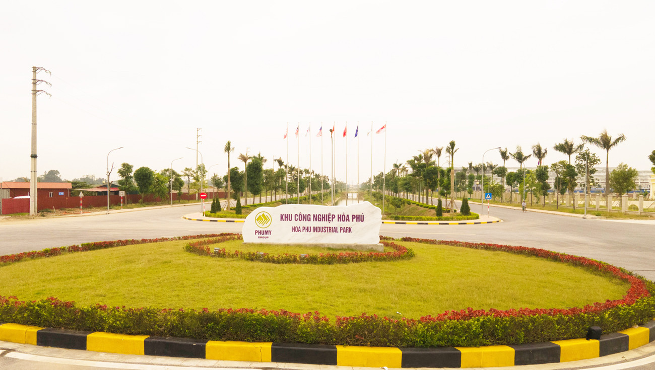 Toàn cảnh khu công nghiệp Hòa Phú Bắc Giang nhìn từ trên cao, thể hiện quy hoạch tổng thể và các công trình đang phát triển