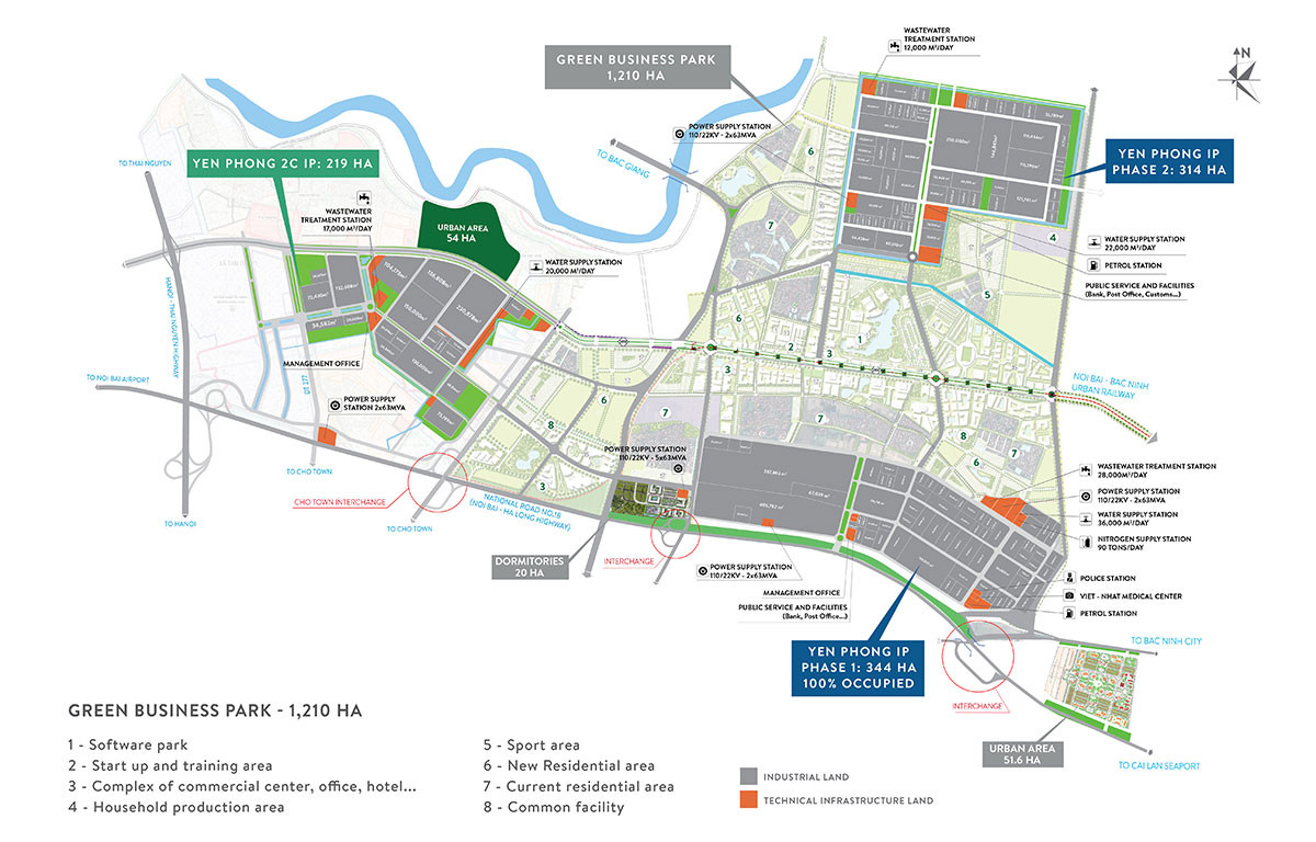 Toàn cảnh khu công nghiệp Yên Phong hiện đại, thể hiện quy hoạch đồng bộ và tiềm năng phát triển