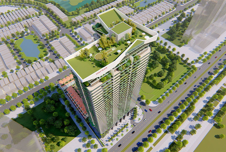 Tổng thể kiến trúc sang trọng của dự án chung cư Sunshine Golden River tại Ciputra