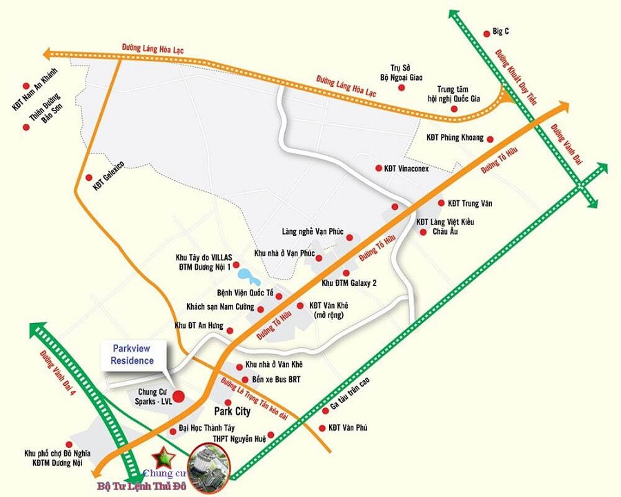 Vị trí Chung cư CT1 Yên Nghĩa kết nối vùng