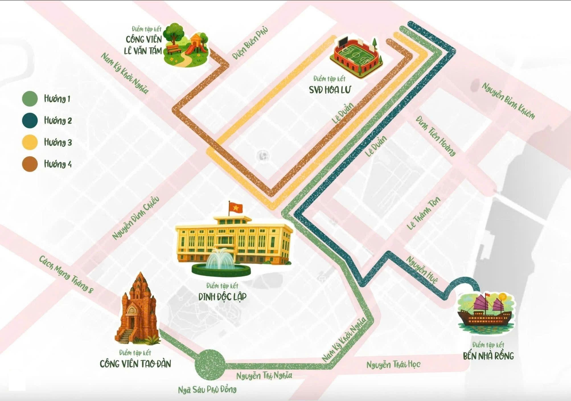 Bản đồ các tuyến đường diễu binh 30/4 tại TP.HCM