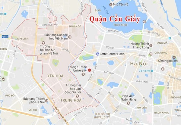 Bản đồ hành chính chi tiết quận Cầu Giấy, Hà Nội, khu vực kết nối quan trọng với Hoài Đức