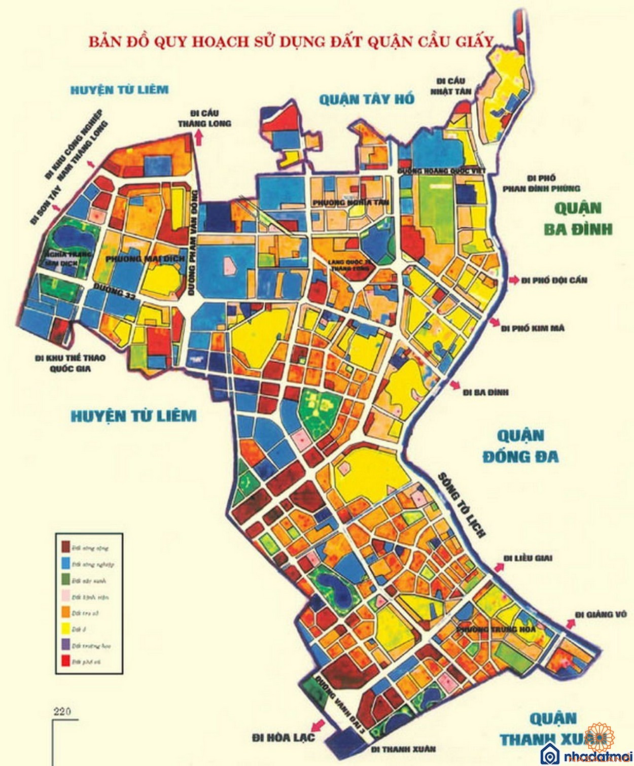 Bản đồ quy hoạch Quận Cầu Giấy mới nhất của thành phố Hà Nội