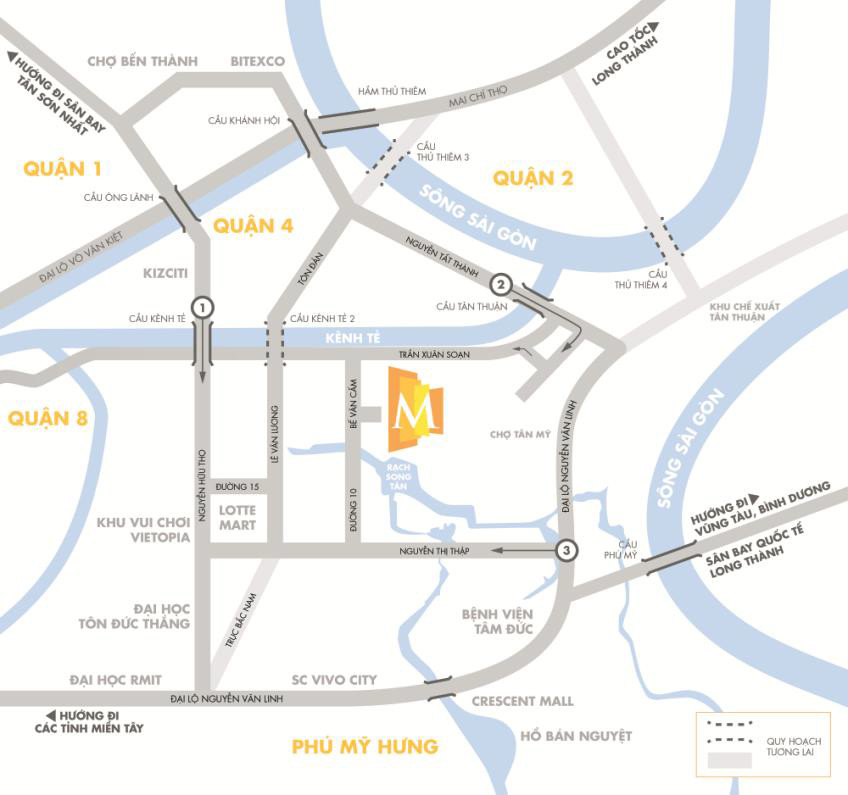 Bản đồ vị trí chiến lược của chung cư M-One Nam Sài Gòn