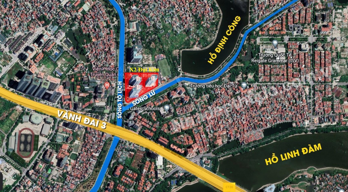 Bản đồ vị trí chiến lược của dự án chung cư X2 Đại Kim MHDI tại Hoàng Mai
