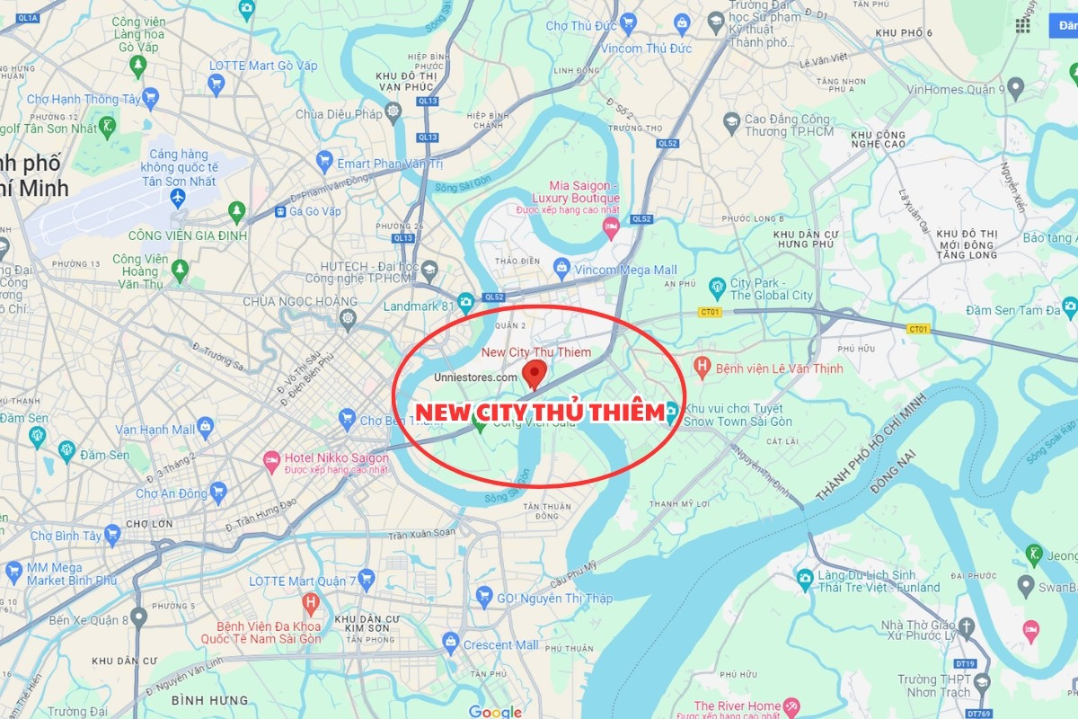 Bản đồ vị trí chiến lược của dự án New City Thủ Thiêm tại Quận 2, TP.HCM