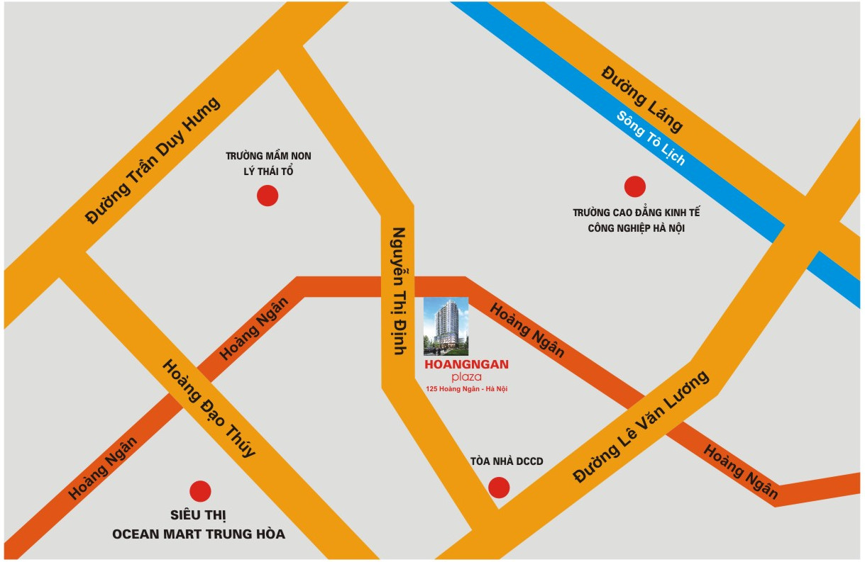 Bản đồ vị trí chung cư 125 Hoàng Ngân và các tiện ích lân cận