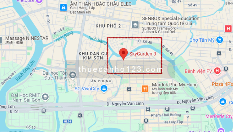 Bản đồ vị trí chung cư Sky Garden 3 tại Quận 7