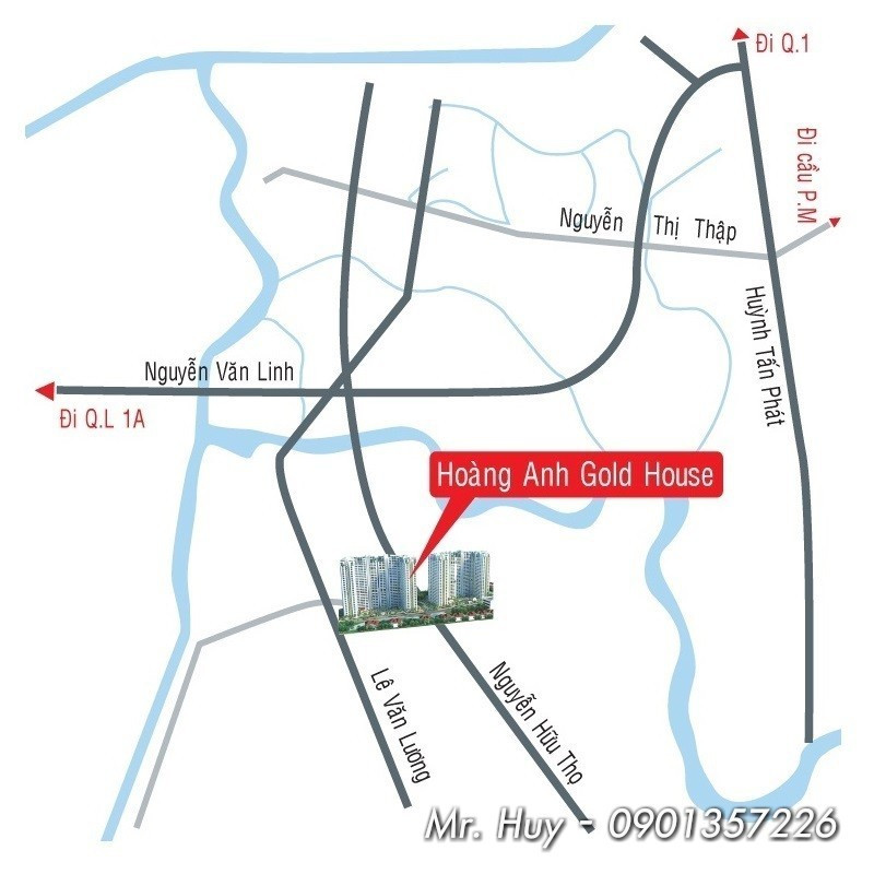 Bản đồ vị trí của chung cư Hoàng Anh Gold House tại khu Nam Sài Gòn